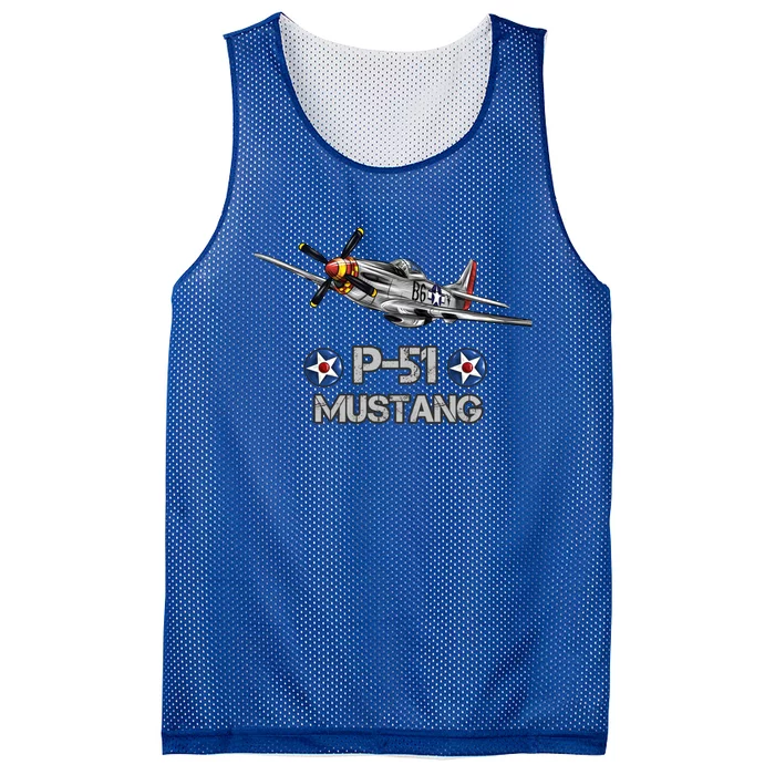 TeeShirtPalace | American World War 2 Pgreat Gift51 Mustang Fighter  Airplane Funny Gift Mesh Reversible Basketball Jersey Tank