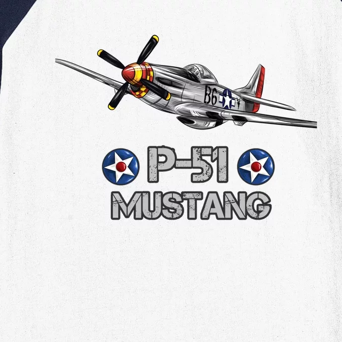 American World War 2 Pgreat Gift51 Mustang Fighter Airplane Funny Gift Baseball Sleeve Shirt