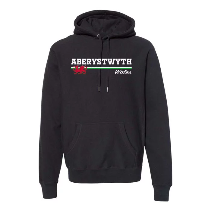 Aberystwyth Wales Welsh Dragon Flag Vintage Premium Hoodie