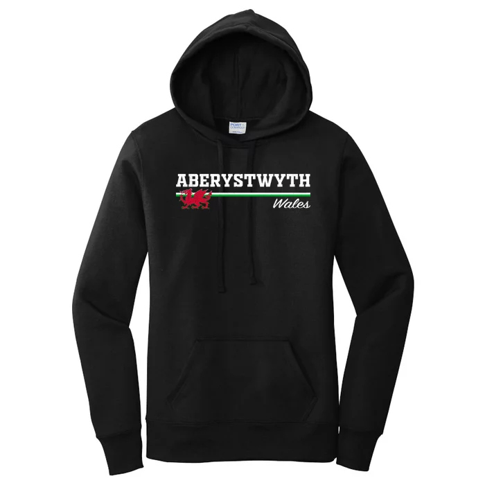 Aberystwyth Wales Welsh Dragon Flag Vintage Women's Pullover Hoodie