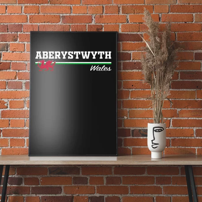 Aberystwyth Wales Welsh Dragon Flag Vintage Poster