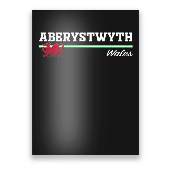 Aberystwyth Wales Welsh Dragon Flag Vintage Poster