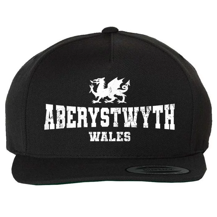 Aberystwyth Wales Welsh Dragon Flag Vintage Wool Snapback Cap