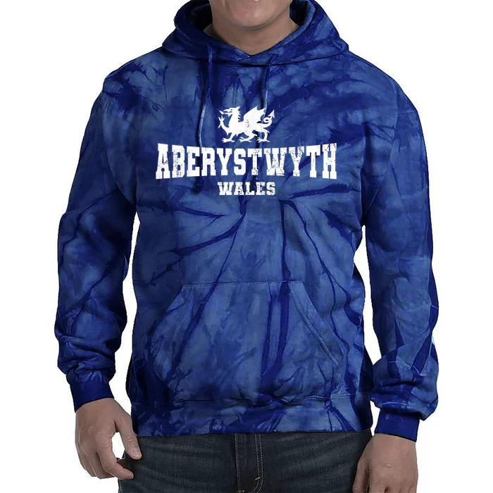 Aberystwyth Wales Welsh Dragon Flag Vintage Tie Dye Hoodie