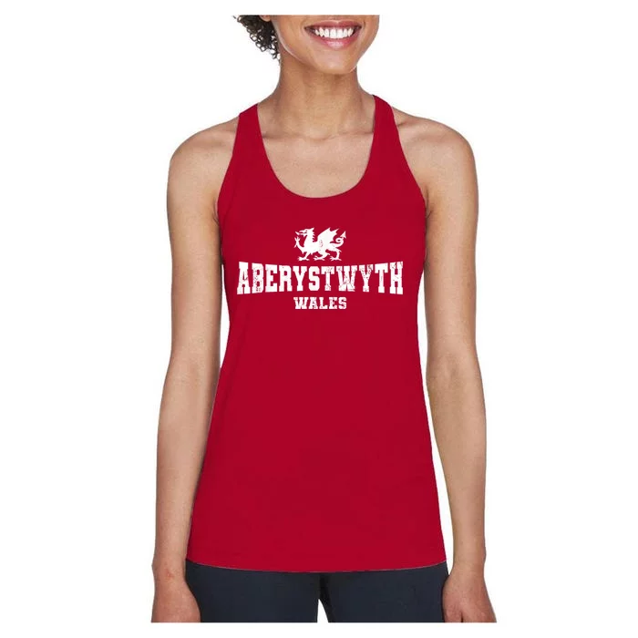 Aberystwyth Wales Welsh Dragon Flag Vintage Women's Racerback Tank