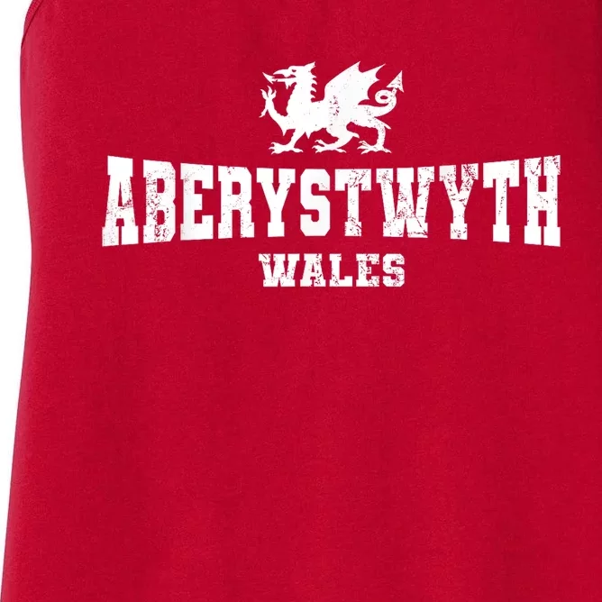 Aberystwyth Wales Welsh Dragon Flag Vintage Women's Racerback Tank