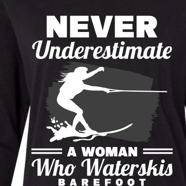 A Who Waterskis Barefoot Extreme Sports Water Skiing Cool Gift Womens Cotton Relaxed Long Sleeve T-Shirt