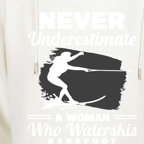 A Who Waterskis Barefoot Extreme Sports Water Skiing Cool Gift Womens Funnel Neck Pullover Hood