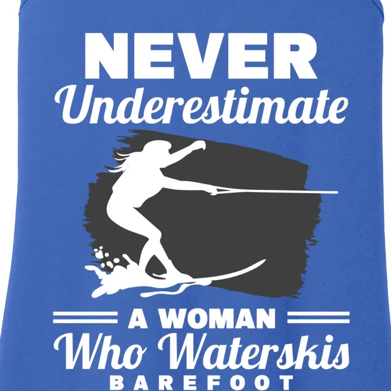 A Who Waterskis Barefoot Extreme Sports Water Skiing Cool Gift Ladies Essential Tank