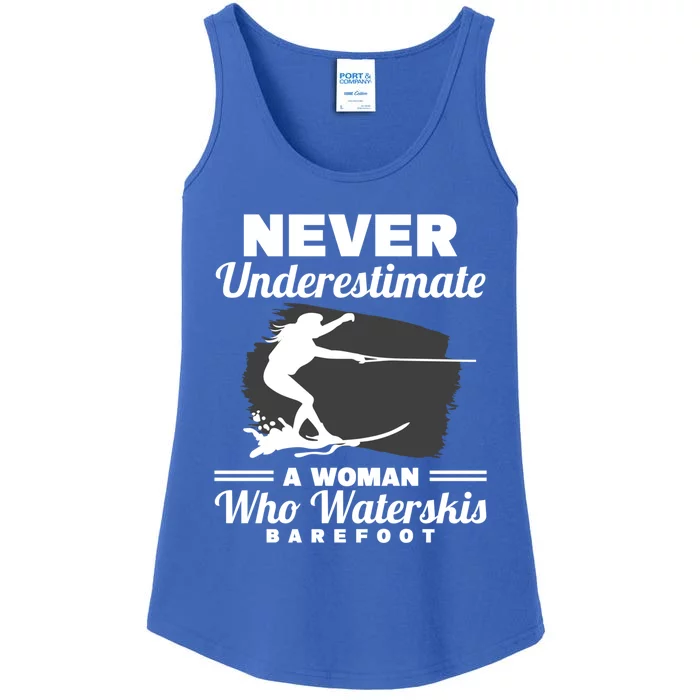 A Who Waterskis Barefoot Extreme Sports Water Skiing Cool Gift Ladies Essential Tank