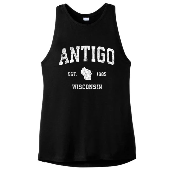 Antigo Wisconsin Wi Vintage Sports Ladies Tri-Blend Wicking Tank