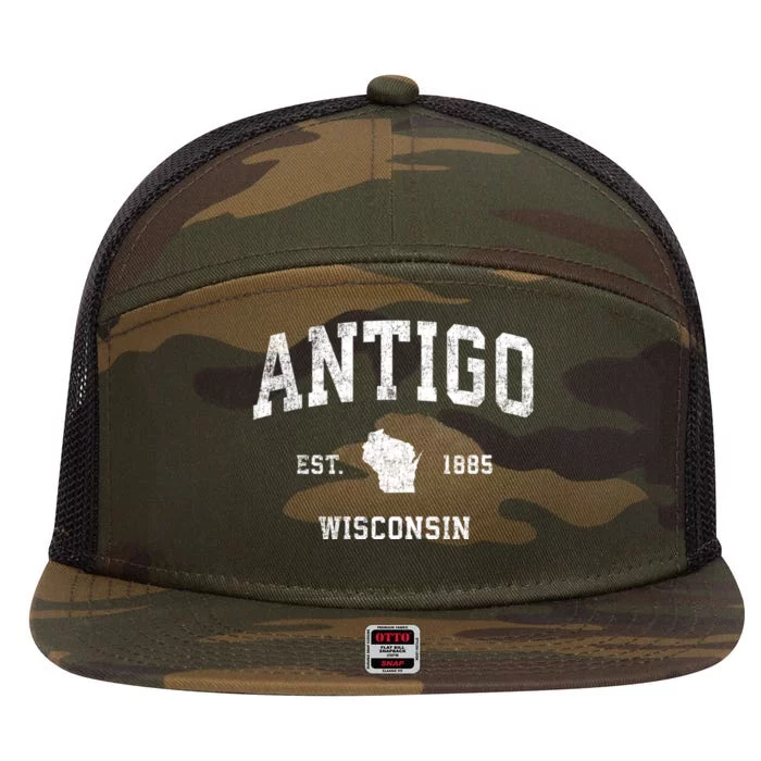 Antigo Wisconsin Wi Vintage Sports 7 Panel Mesh Trucker Snapback Hat