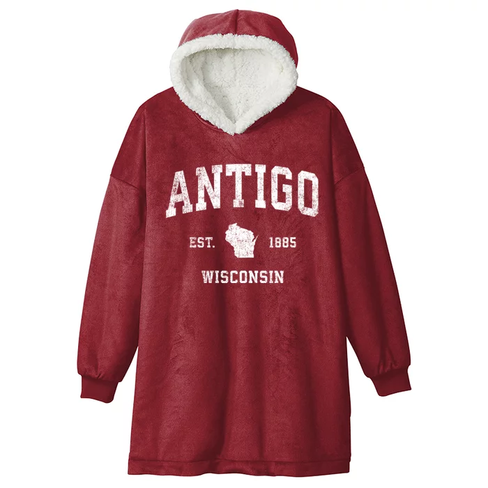 Antigo Wisconsin Wi Vintage Sports Hooded Wearable Blanket