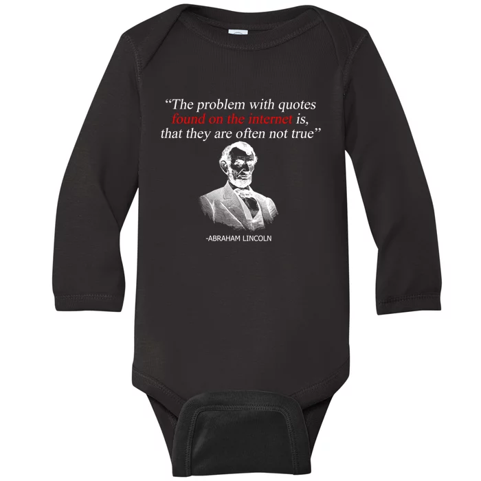 Autor Writer Writing Abraham Lincoln Funny Journalist Gift Baby Long Sleeve Bodysuit