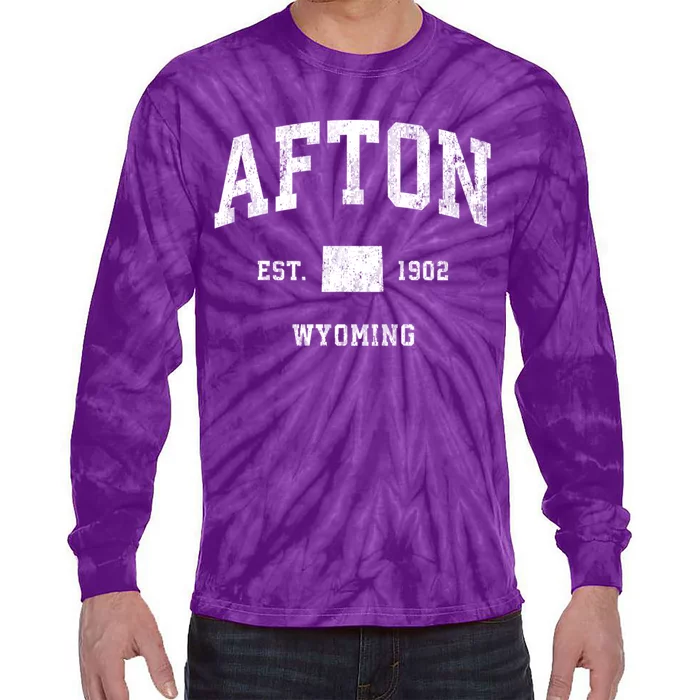 Afton Wyoming Wy Vintage Athletic Tie-Dye Long Sleeve Shirt