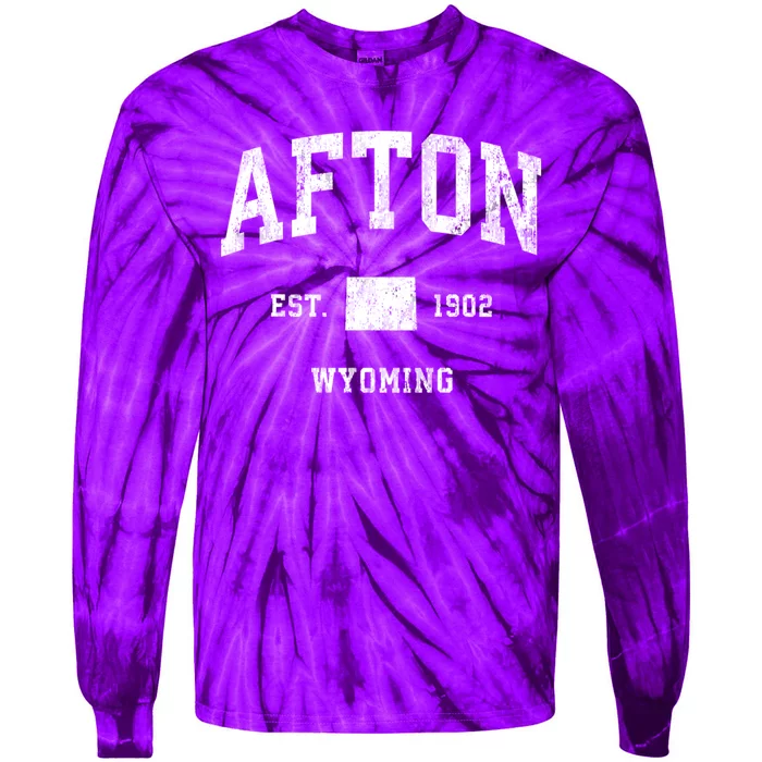 Afton Wyoming Wy Vintage Athletic Tie-Dye Long Sleeve Shirt