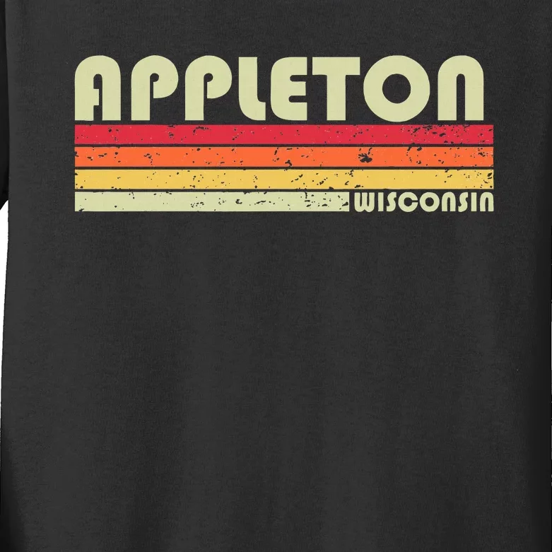 Appleton Wi Wisconsin Funny City Home Roots Kids Long Sleeve Shirt