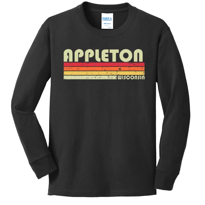 Appleton Wi Wisconsin Funny City Home Roots Kids Long Sleeve Shirt