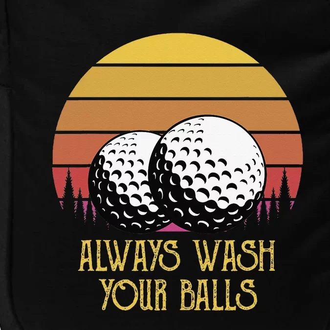 Always Wash Your Balls Adult Humor Retro Sunset Golf Impact Tech Backpack