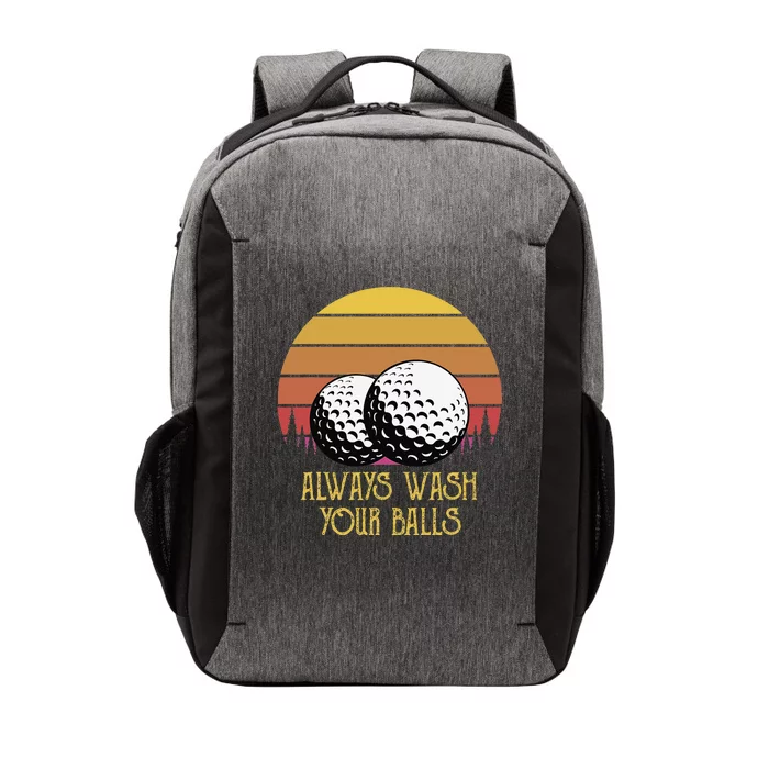 Always Wash Your Balls Adult Humor Retro Sunset Golf Vector Backpack