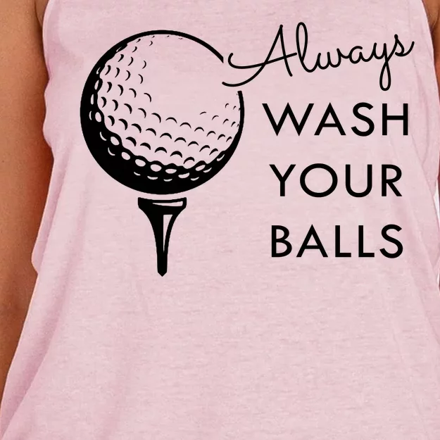 Always Wash Your Balls Funny Golf Women's Knotted Racerback Tank