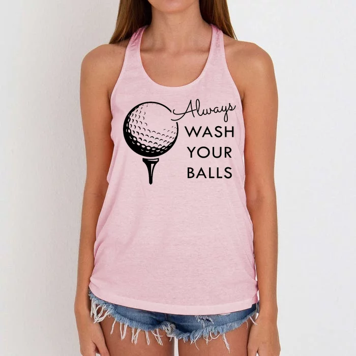 Always Wash Your Balls Funny Golf Women's Knotted Racerback Tank