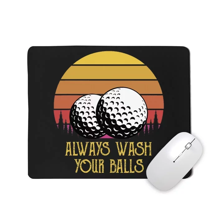 Always Wash Your Balls Adult Humor Retro Sunset Golf Mousepad