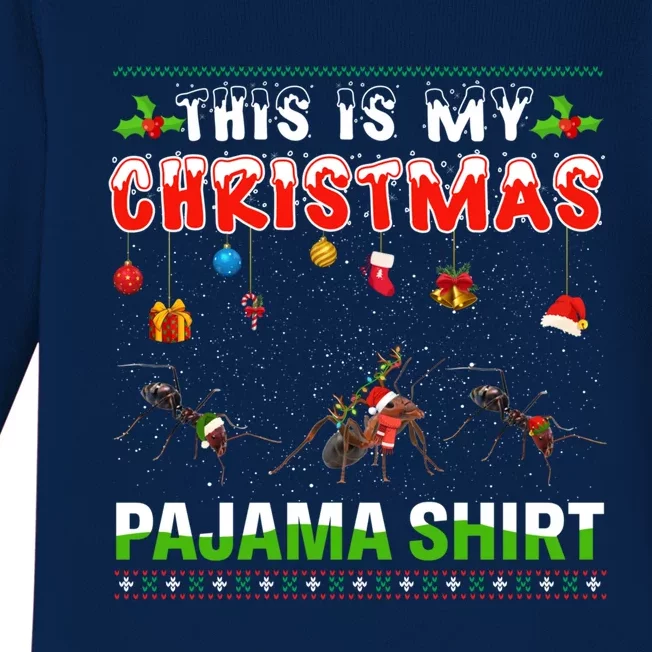 Ant Xmas Animals Squad This Is My Christmas Pajama Gift Baby Long Sleeve Bodysuit