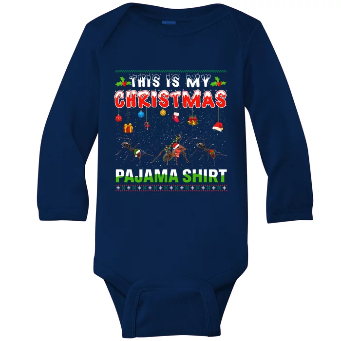 Ant Xmas Animals Squad This Is My Christmas Pajama Gift Baby Long Sleeve Bodysuit