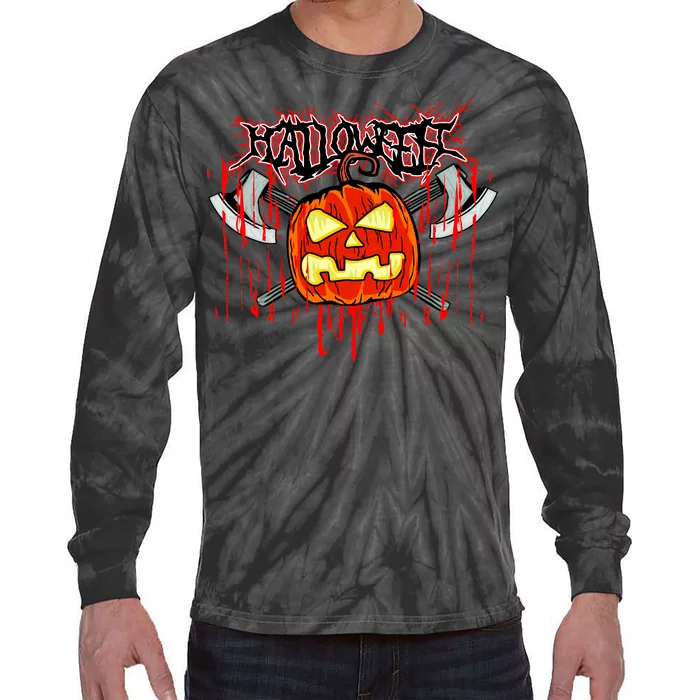 Axe Halloween Pumpkin Tie-Dye Long Sleeve Shirt