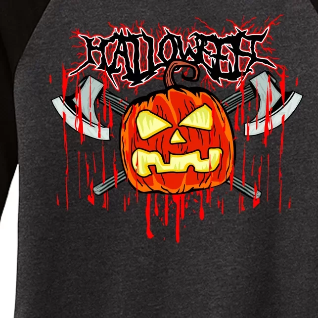 Axe Halloween Pumpkin Women's Tri-Blend 3/4-Sleeve Raglan Shirt