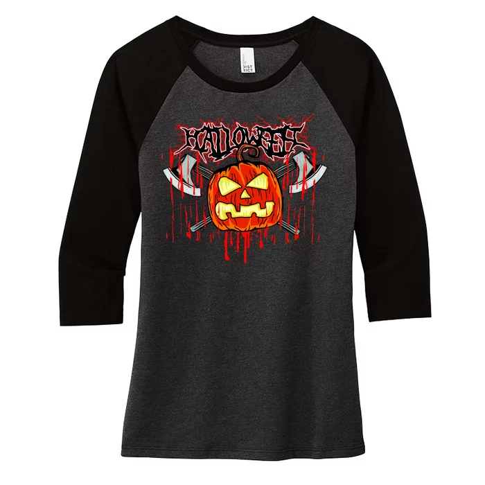 Axe Halloween Pumpkin Women's Tri-Blend 3/4-Sleeve Raglan Shirt