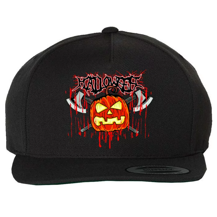 Axe Halloween Pumpkin Wool Snapback Cap