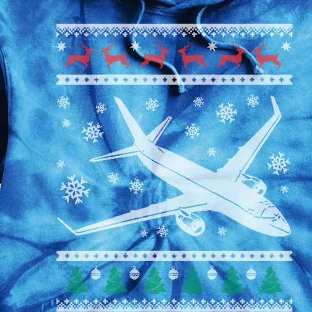 Airplane Xmas Jumbo Jet Ugly Christmas Gift Tie Dye Hoodie