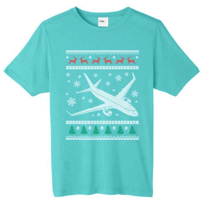 Airplane Xmas Jumbo Jet Ugly Christmas Gift ChromaSoft Performance T-Shirt