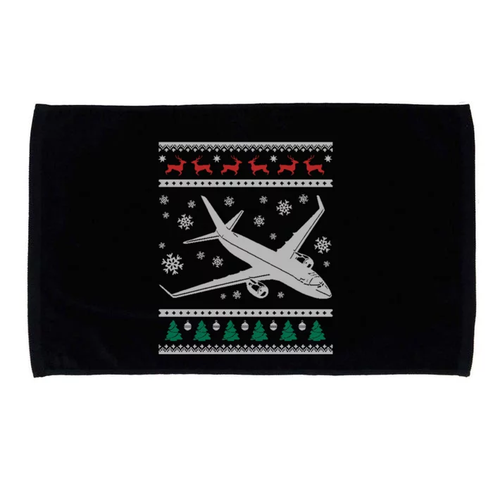 Airplane Xmas Jumbo Jet Ugly Christmas Great Gift Microfiber Hand Towel