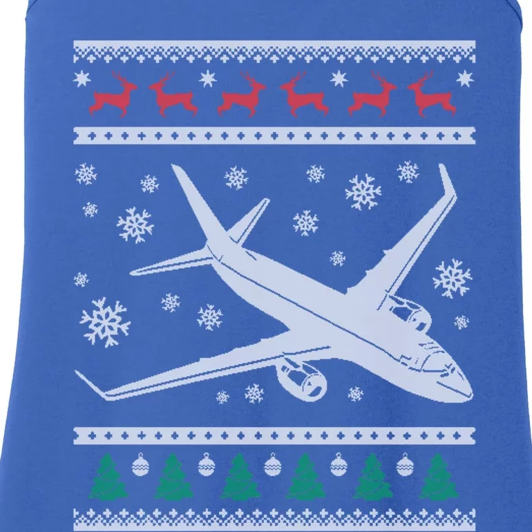 Airplane Xmas Jumbo Jet Ugly Christmas Great Gift Ladies Essential Tank