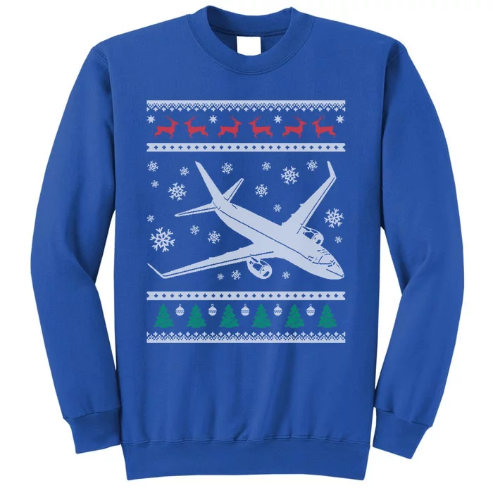 Airplane Xmas Jumbo Jet Ugly Christmas Great Gift Tall Sweatshirt