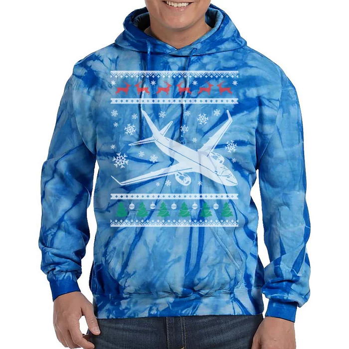 Airplane Xmas Jumbo Jet Ugly Christmas Great Gift Tie Dye Hoodie