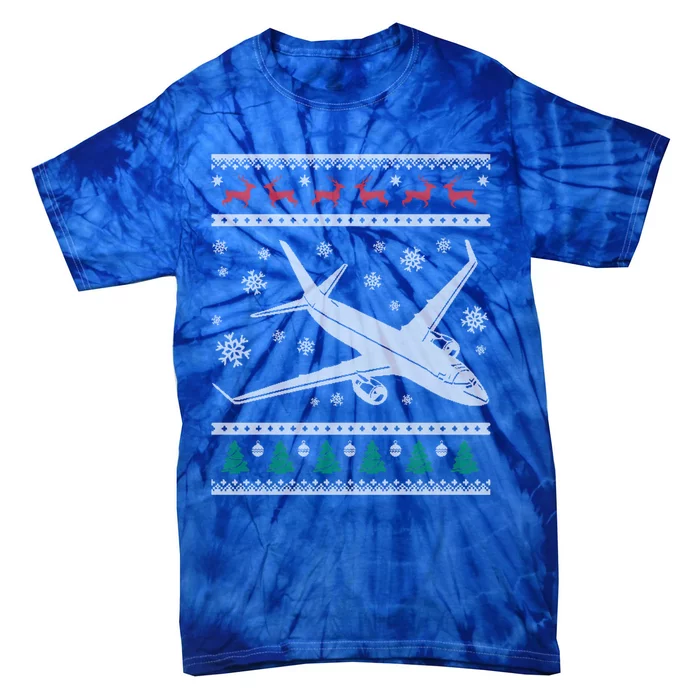 Airplane Xmas Jumbo Jet Ugly Christmas Great Gift Tie-Dye T-Shirt