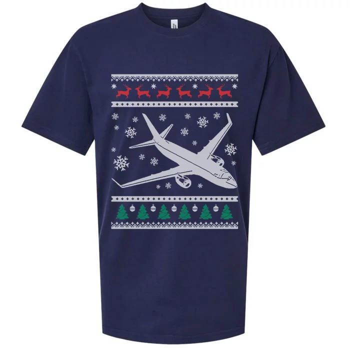 Airplane Xmas Jumbo Jet Ugly Christmas Great Gift Sueded Cloud Jersey T-Shirt