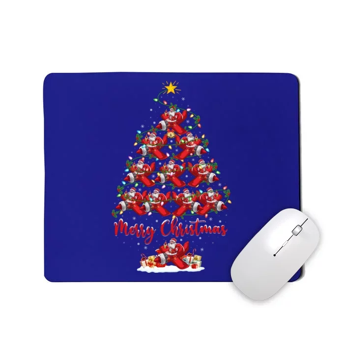 Airplane Xmas Lighting Santa Airplane Christmas Tree Gift Mousepad