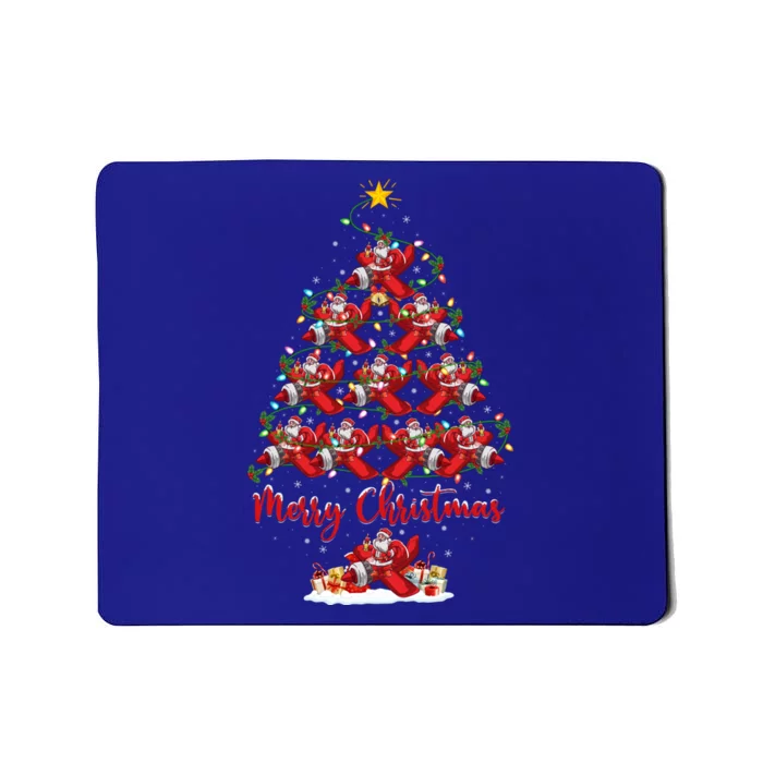 Airplane Xmas Lighting Santa Airplane Christmas Tree Gift Mousepad