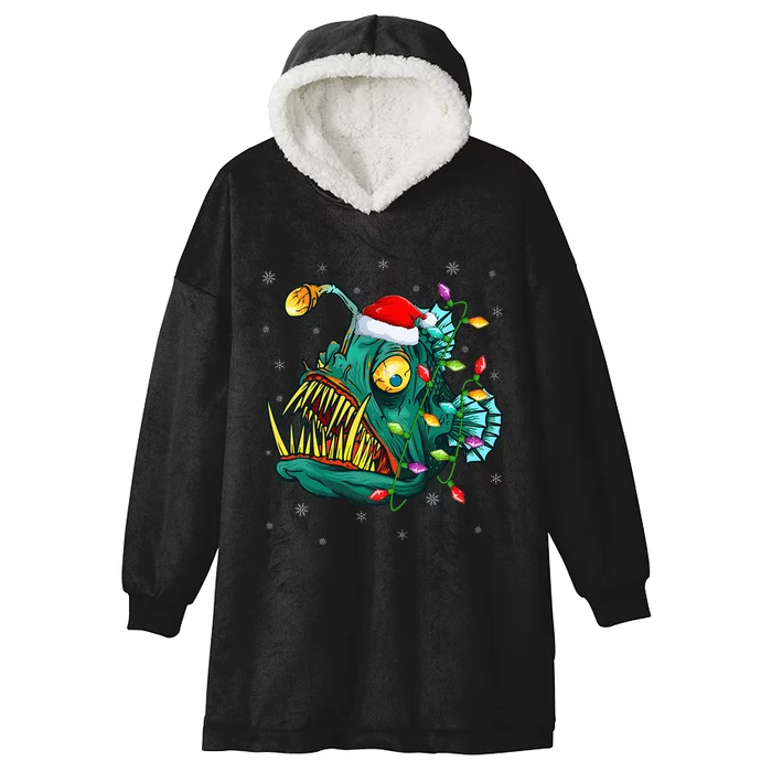 Anglerfish Xmas Lighting Reindeer Hat Anglerfish Christmas Hooded Wearable Blanket