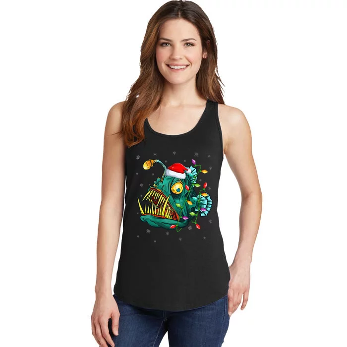 Anglerfish Xmas Lighting Reindeer Hat Anglerfish Christmas Ladies Essential Tank