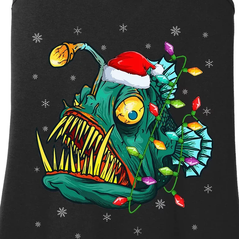 Anglerfish Xmas Lighting Reindeer Hat Anglerfish Christmas Ladies Essential Tank