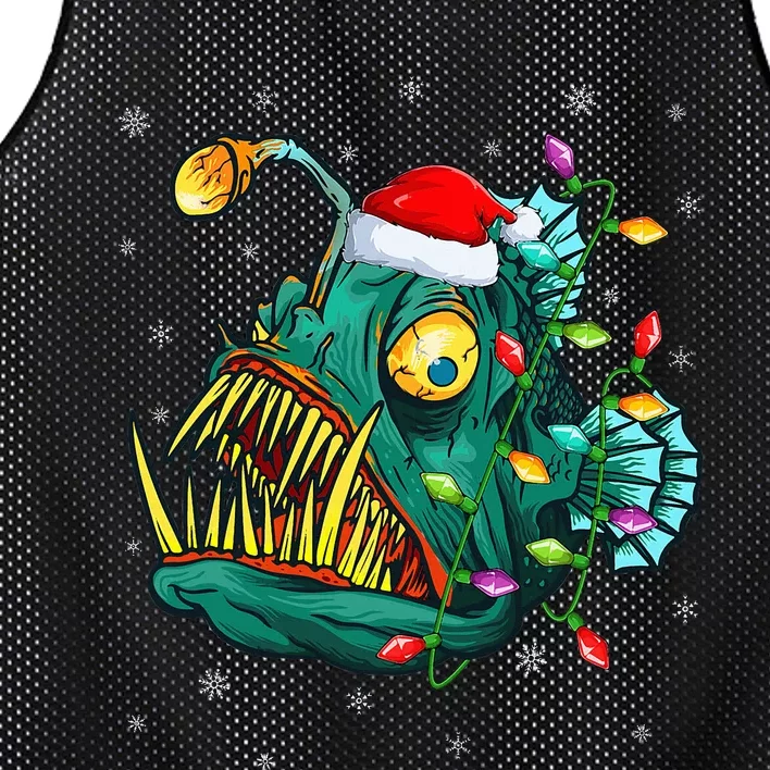 Anglerfish Xmas Lighting Reindeer Hat Anglerfish Christmas Mesh Reversible Basketball Jersey Tank