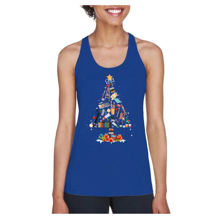 Art Xmas Tree Decor Art Teacher Ugly Artist Christmas Gift Women's Racerback Tank