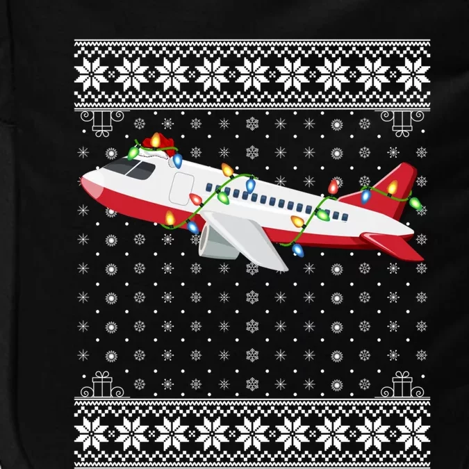 Airplane Xmas Ugly Sweater Santa Lighting Airplane Christmas Cute Gift Impact Tech Backpack