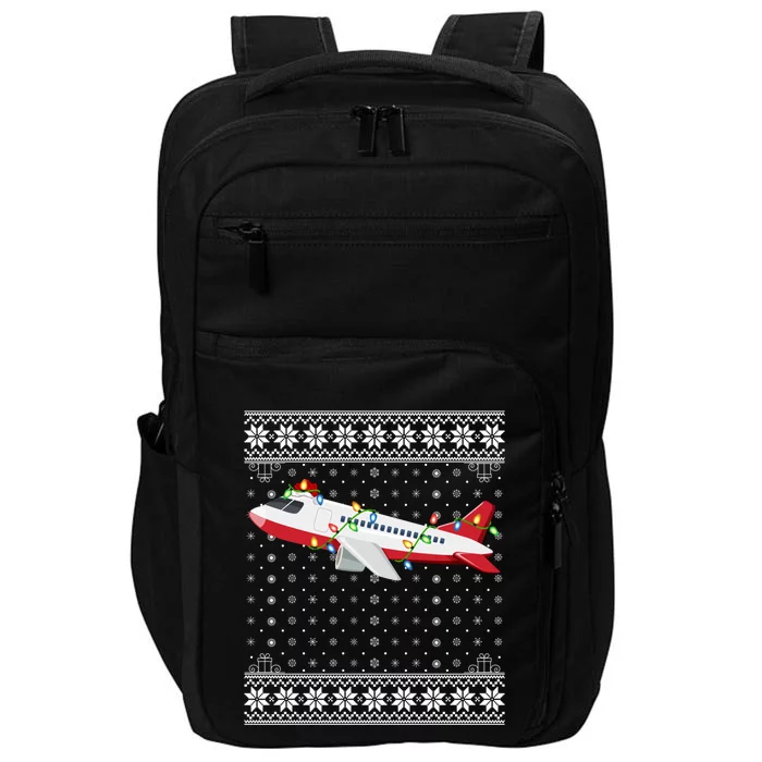 Airplane Xmas Ugly Sweater Santa Lighting Airplane Christmas Cute Gift Impact Tech Backpack